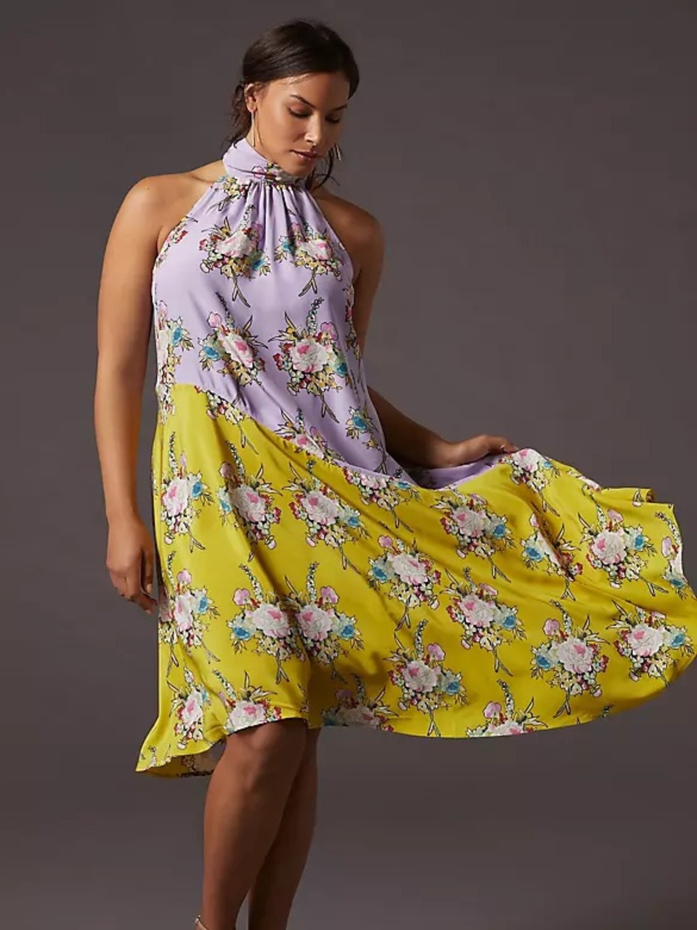 NWT Anthropologie Silk Floral Print Halter Dress XXS 0